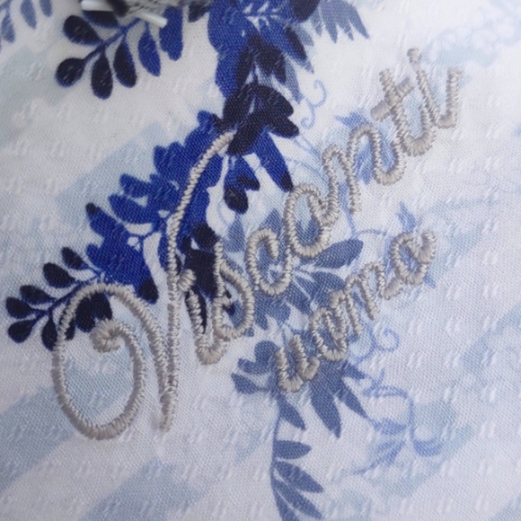 VISCONTI UOMO MEN'S SEERSUCKER BLEND FLORAL ACCENTED LUXURY SHIRT